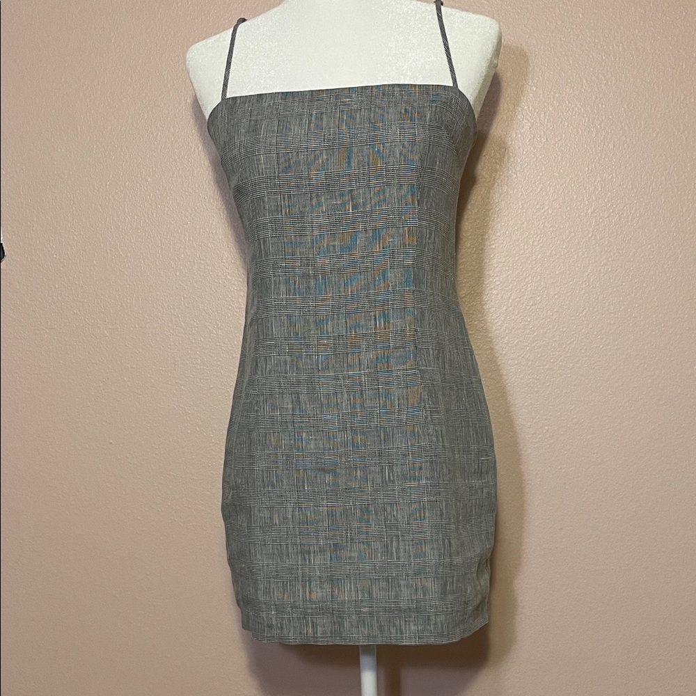 Vici Black‎ and White Plaid Textured Mini Dress